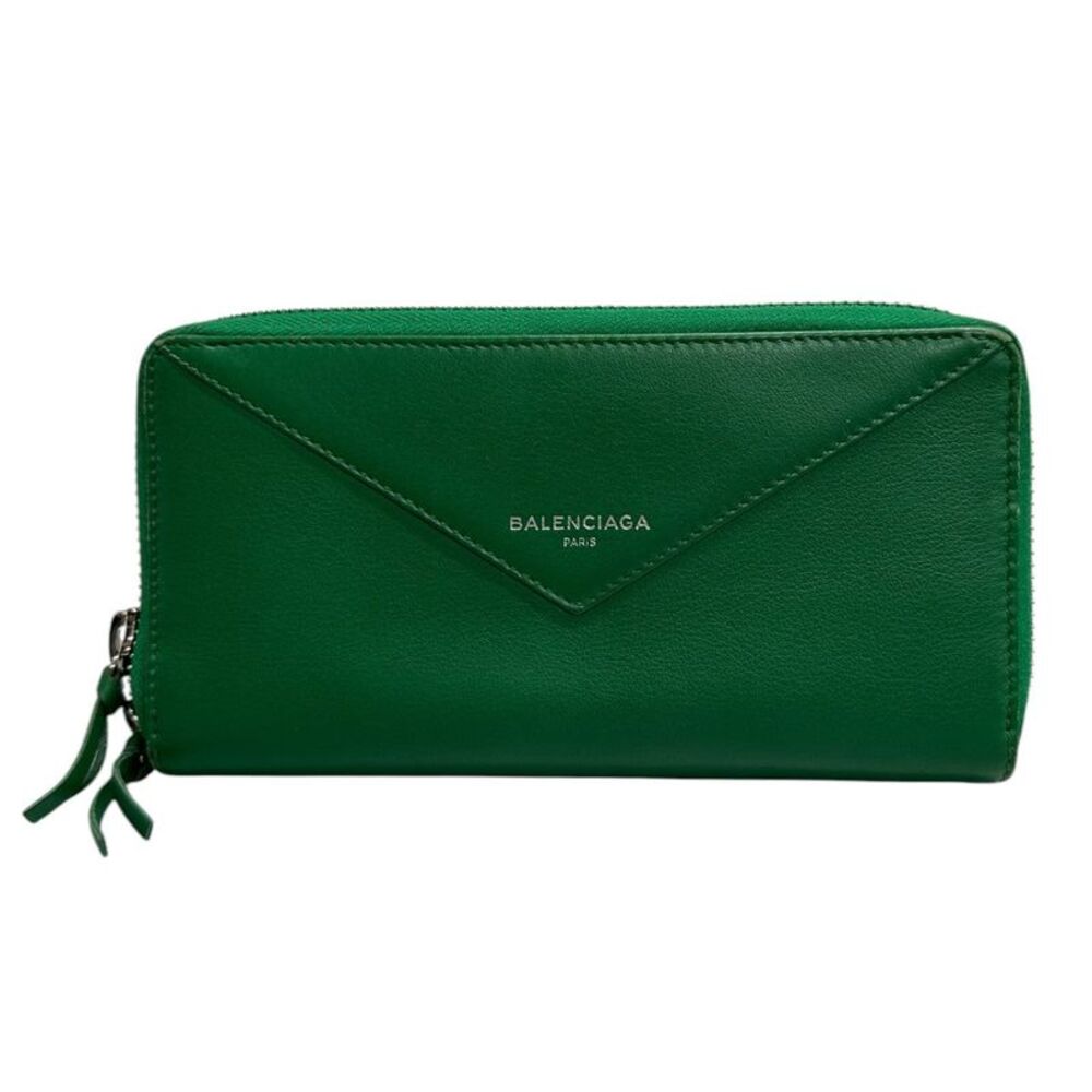 Balenciaga Green Leather Long Wallet